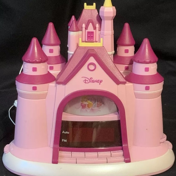 Disney Princess Castle Story Telling Alarm Pink Clock with Radio P350ACR Tested - Picture 1 of 12